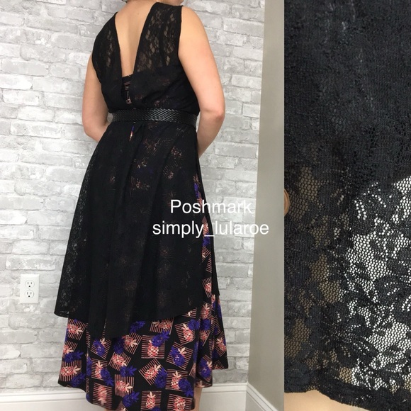 LuLaRoe Black Lace Joy Vest - Picture 2 of 6